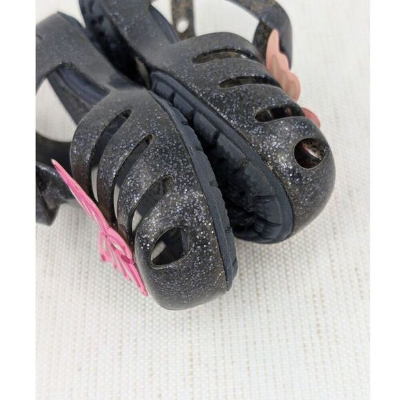 Crocs Sandals Toddler Girl C 6 Black Glitter Pink Butterfly Mary Jane - Picture 15 of 15